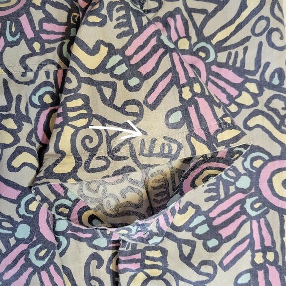 Gitano Vintage Men's Abstract Patterned Button Up Casual Shirt Blue and Purple - Picture 11 of 11